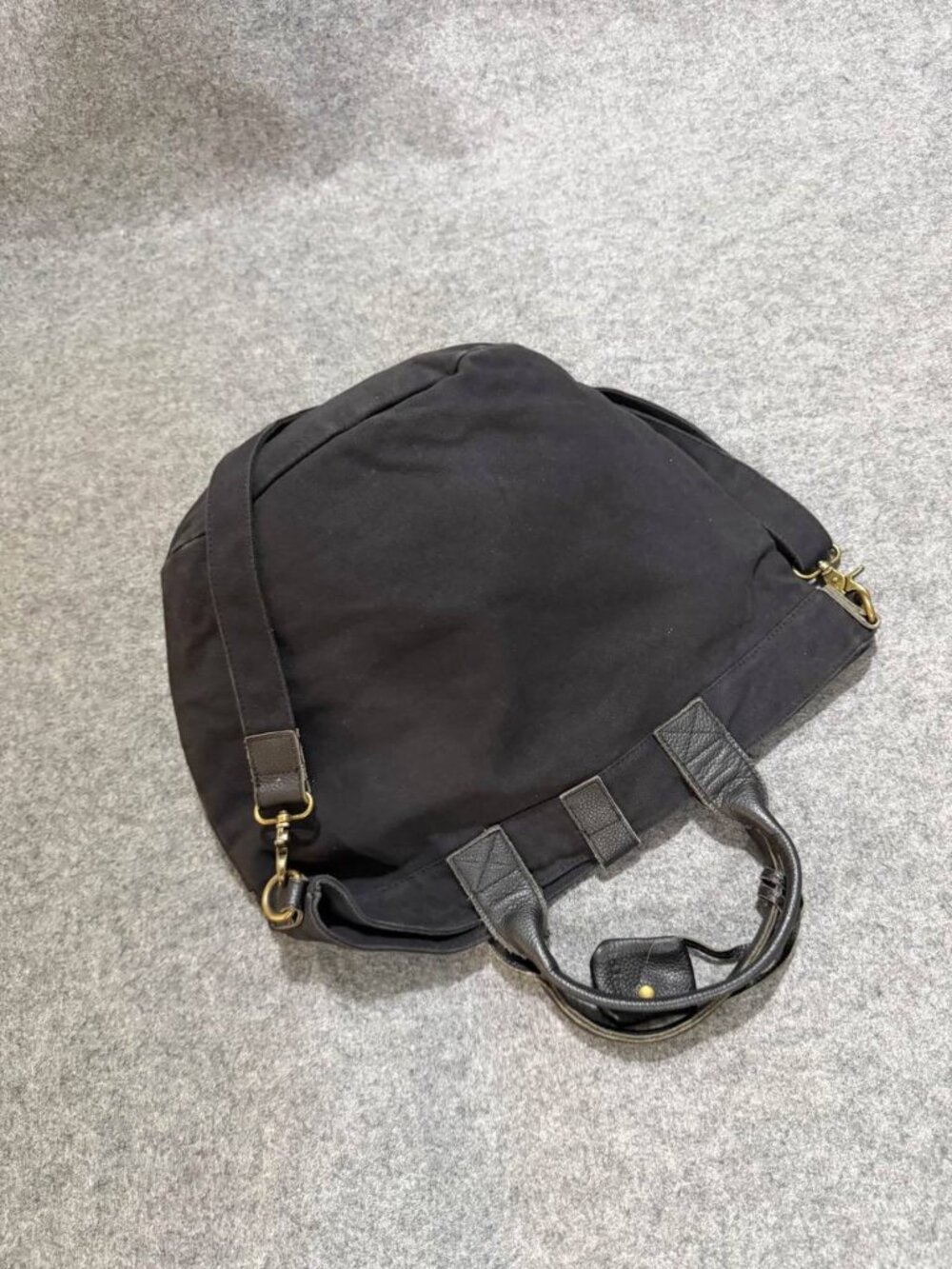 Black Minimalist Tote Bag with Top Handles and Adjustable Shoulder Strap - Picture 5 of 5